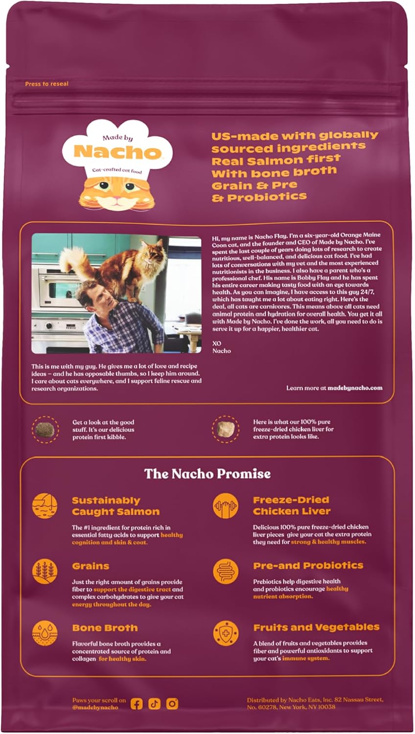Made by Nacho Dry Cat Kibble 10lb Bag, High Protein Premium Cat Food with Freeze Dried Pieces