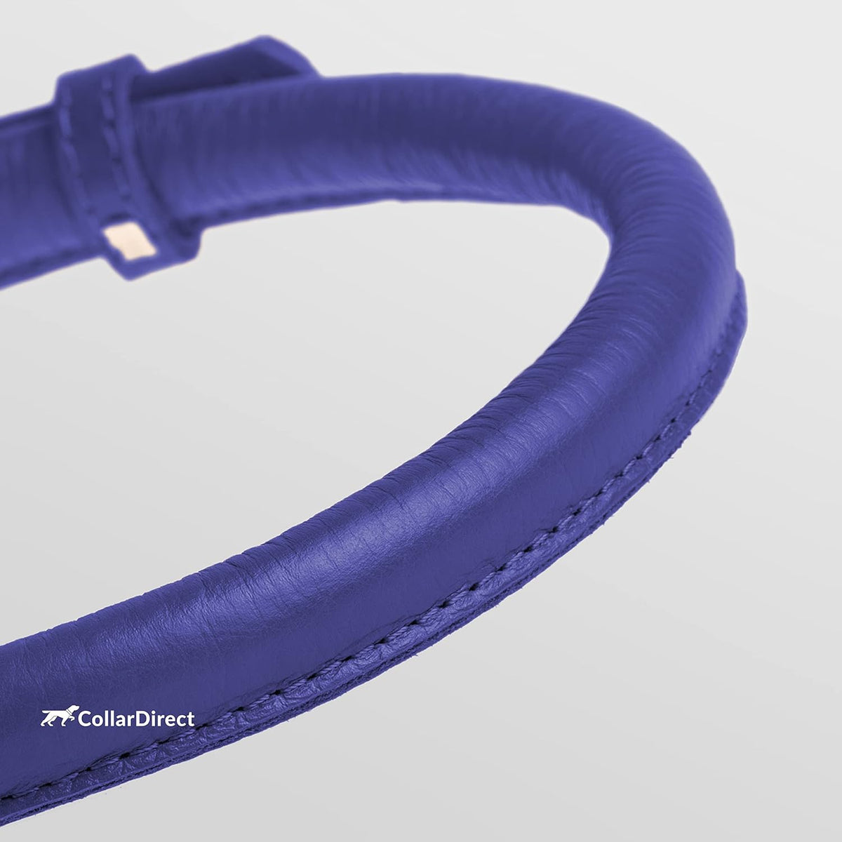 CollarDirect Rolled Leather Dog Collar, Soft Padded Round Puppy Collar, Handmade Genuine Leather