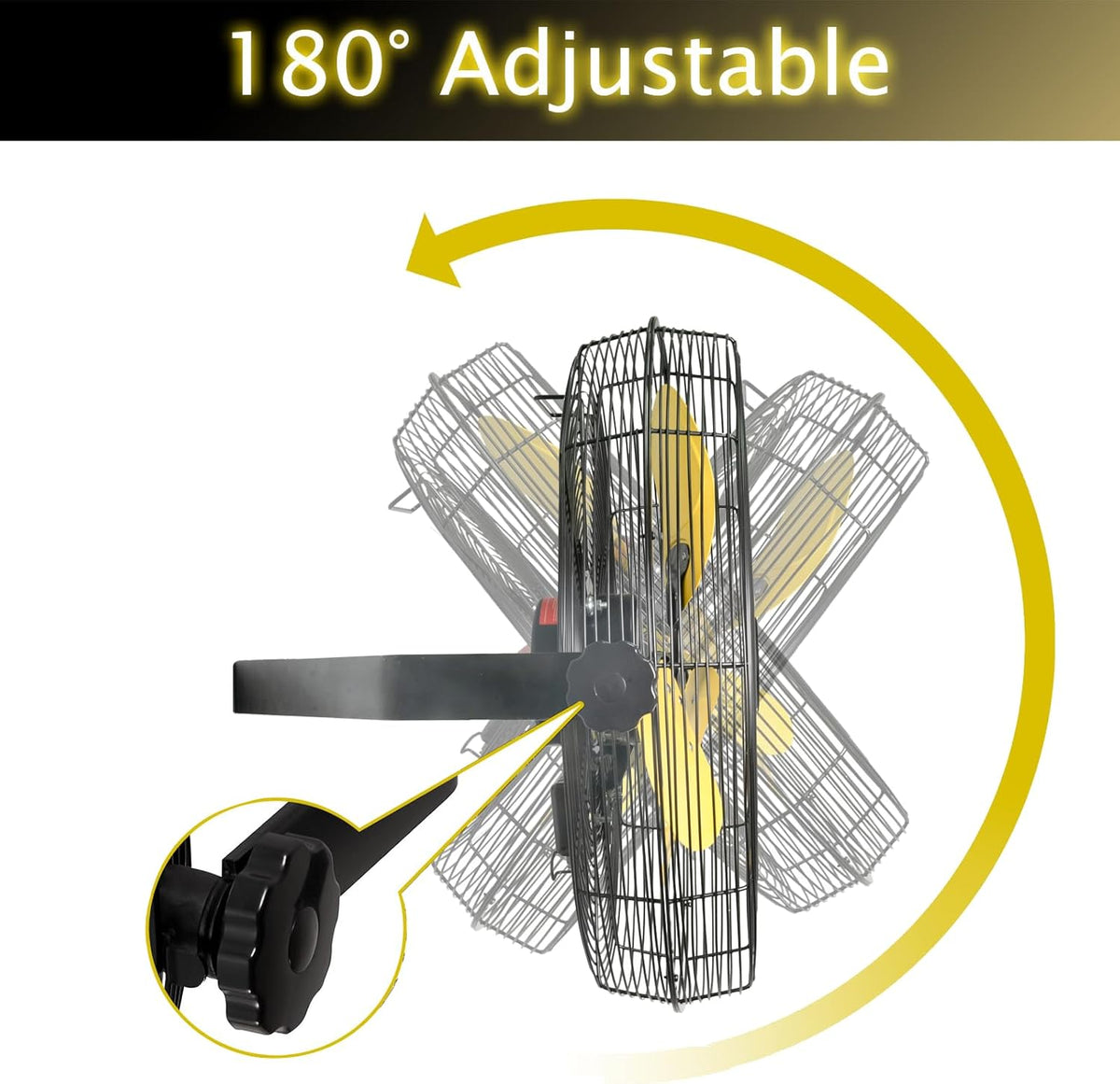 HiCFM 18" Wall Mount Fan, 4600 CFM 3 Speeds High Velocity with TEAO Enclosure Motor, 9 FT Cord, 180