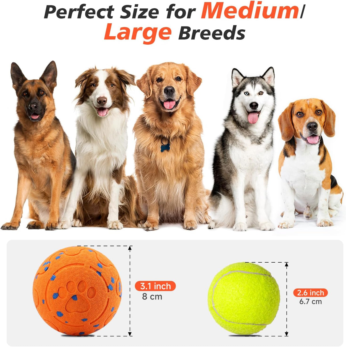 Interactive Dog Ball Toy, Automatic Moving Bouncing Rotating Smart Ball with 3 Modes, Durable E-TPU