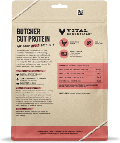Vital Essentials Chicken Breast Dog Treats, 10 oz | Freeze-Dried Raw | Single Ingredient | Premium