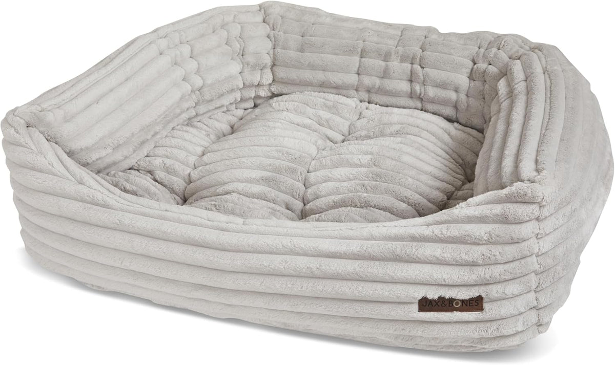 Jax & Bones Dog Napper - Luna Grey Machine Washable Bed for Dogs - Extra Heavy Duty Bolstered Sides