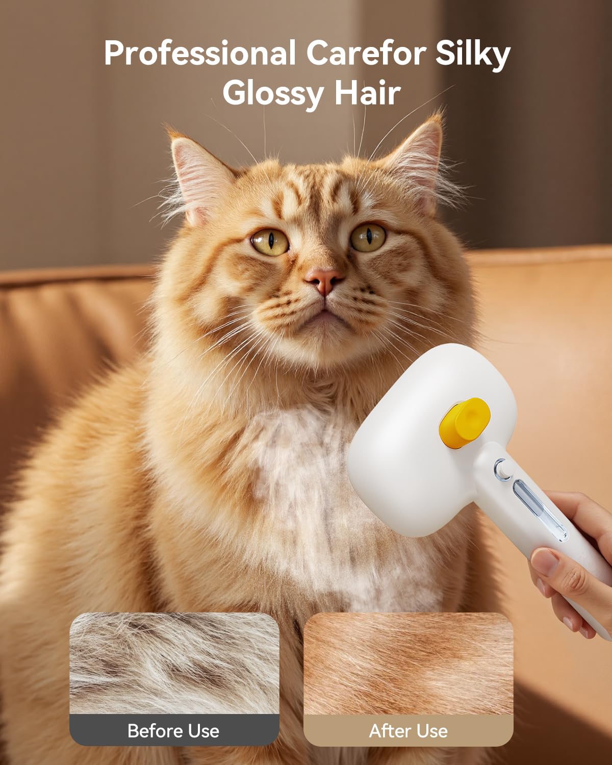 ROJECO 3-in-1 Pet Steam Brush for Cats&Dogs-Pet Spray Hair Removal Detangling Comb with Adjustable