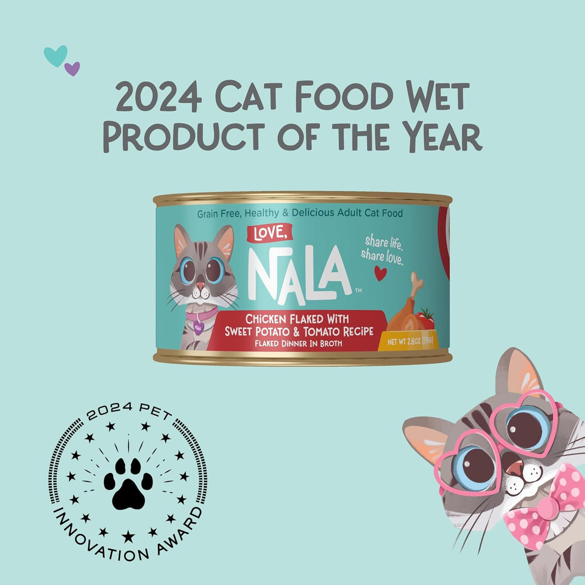 LOVE, NALA - Natural Adult Cat Wet Food - FLAKED Chicken, Sweet Potato, Tomato in Broth - Grain