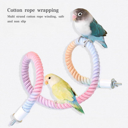 2pcs Gradient Colorful Bird Rope Perch Stand,Bird Cage Climbing Rope Toys Accessories,Bendable