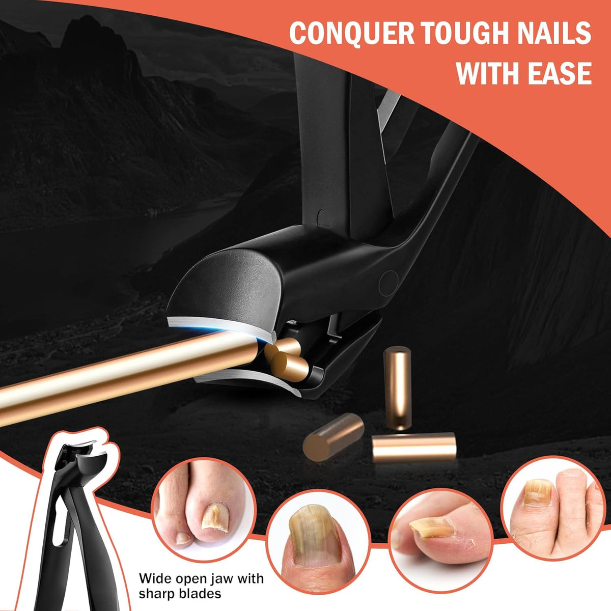 BEZOX Ergonomic Angled Head Senior Toenail Clipper for Thick and Ingrown Nails - Large Finger Nail