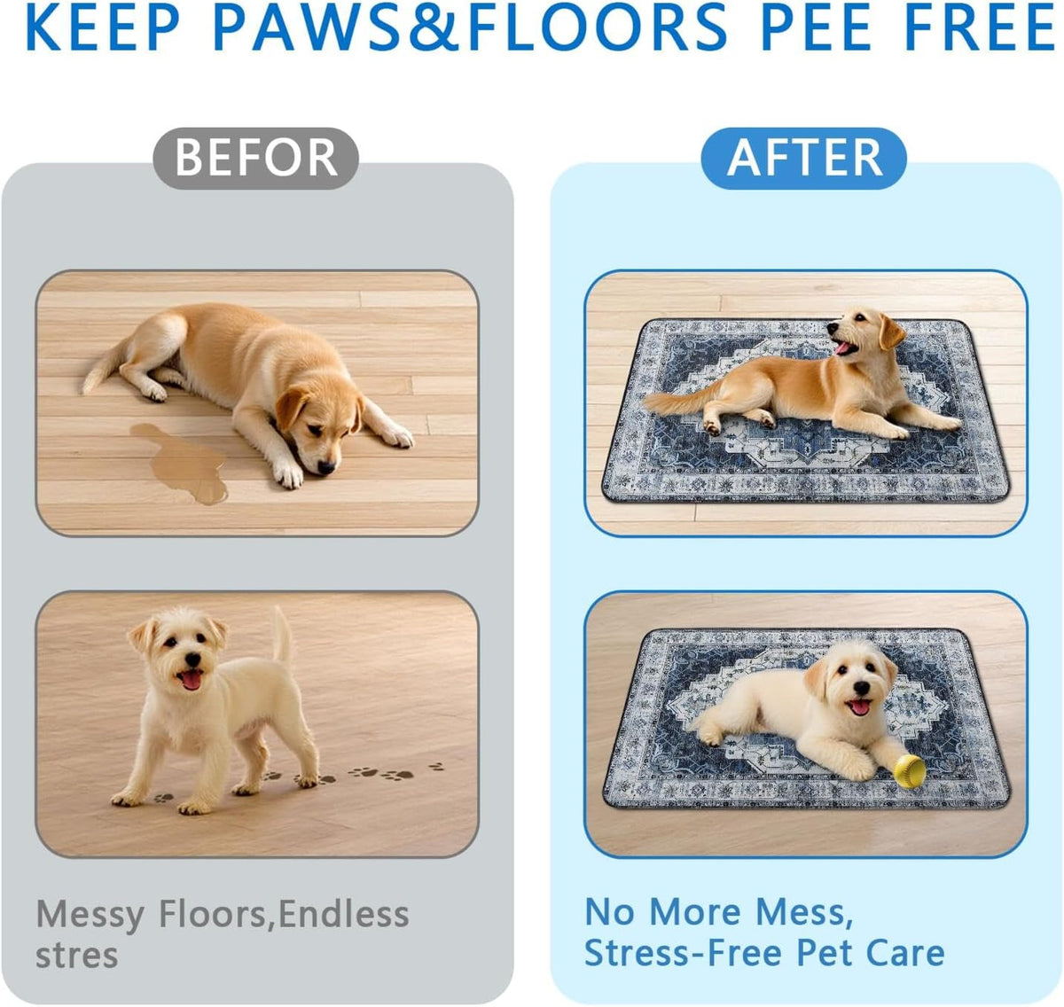 Washable Pee Pads for Dogs 2 Pack, Absorbent Reusable Puppy Pads Waterproof, Leakproof & Non-Slip