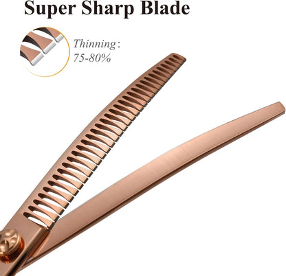 Fenice Peak Professional Dog Grooming Scissors Pet Curved Chunker Shears 7.0'' Extremely Sharp