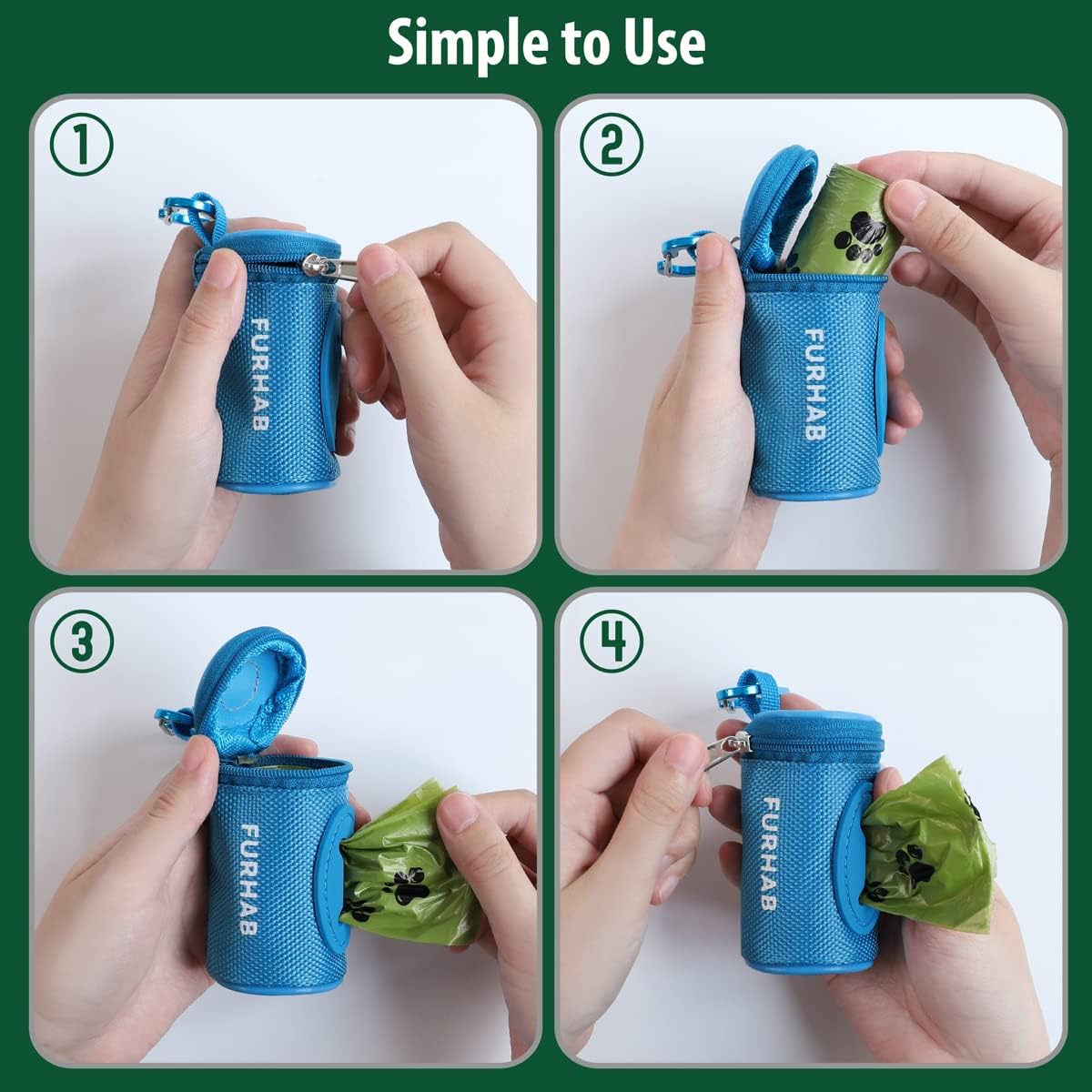 Dog Poop Bag Holder for Leash Doggie Waste Bag Dispenser Soft Fabric Puppy Potty Carrier Small