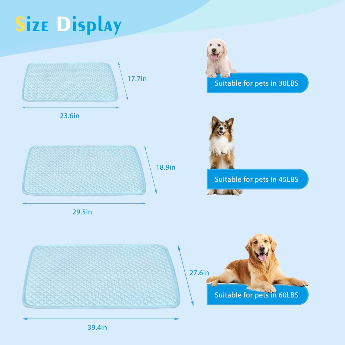 Pet Cooling Mat for Dogs & Cats - Washable Dog Cooling Mat Portable Pet Cool Pads Blanket for