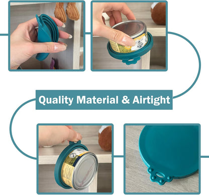 Pet Can Opener & 3 Pcs Cat Food Can Lids | Universal BPA Free Silicone Can Covers & Multi-Function