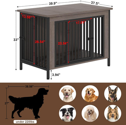 EasyCom 39.96" XL Wooden Large Dog Crate Furniture for Medium and Large Breed, Chew-Resistant Dog