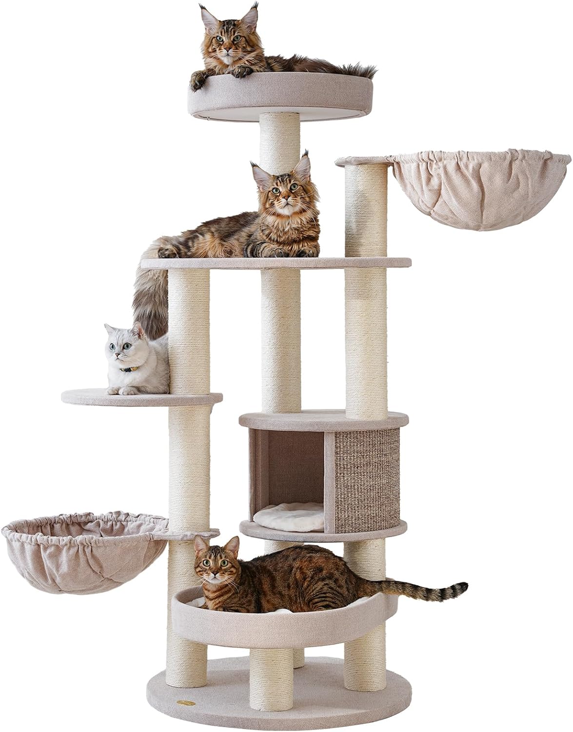 Extra Large Cat Tree Tower for Indoor Cats Large Adult, Maine Coon Cat Tree with Hammock (Begin