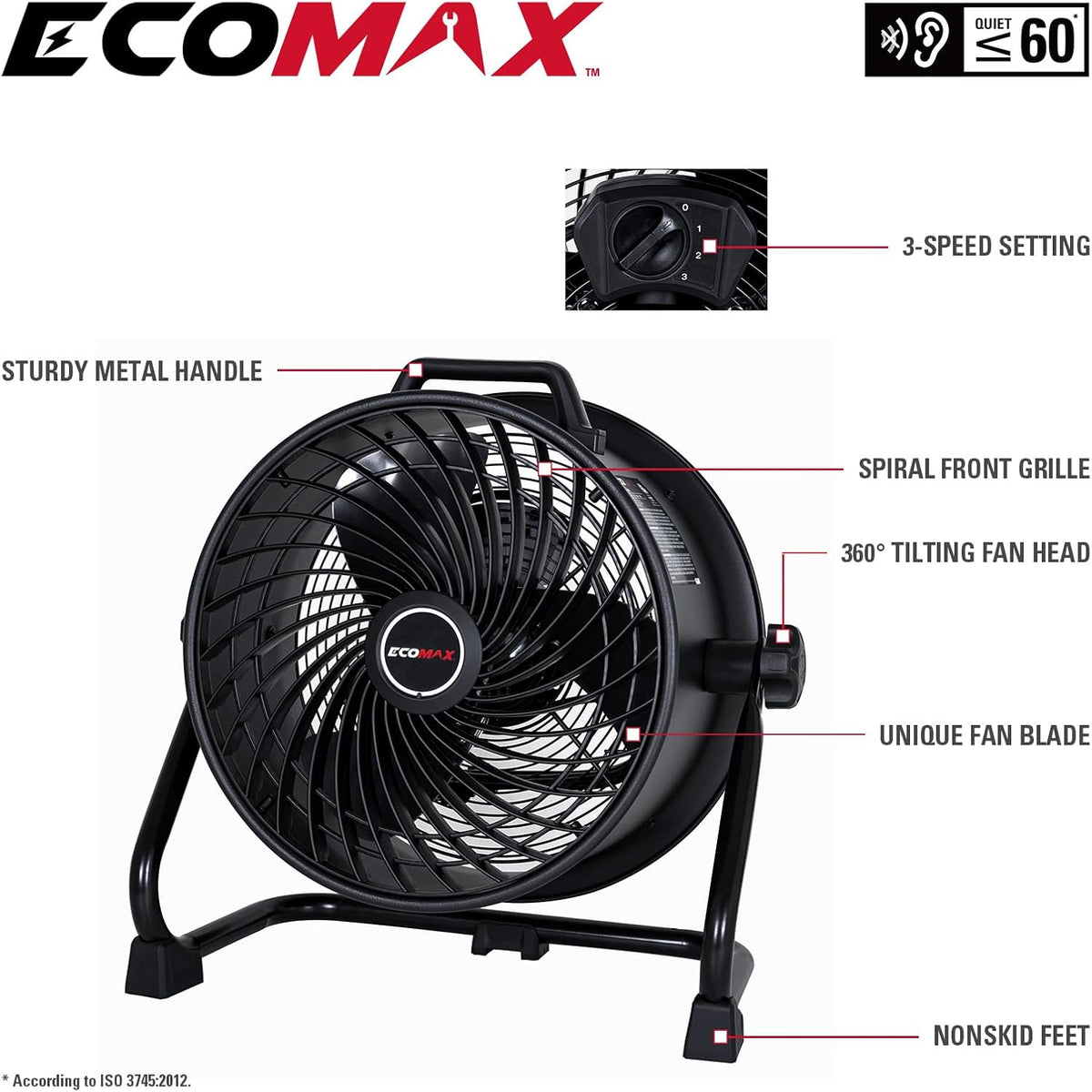 16 Inch High Velocity Industrial Fan Portable Heavy Duty Drum Metal Shop Fan with 3-Speed 360°