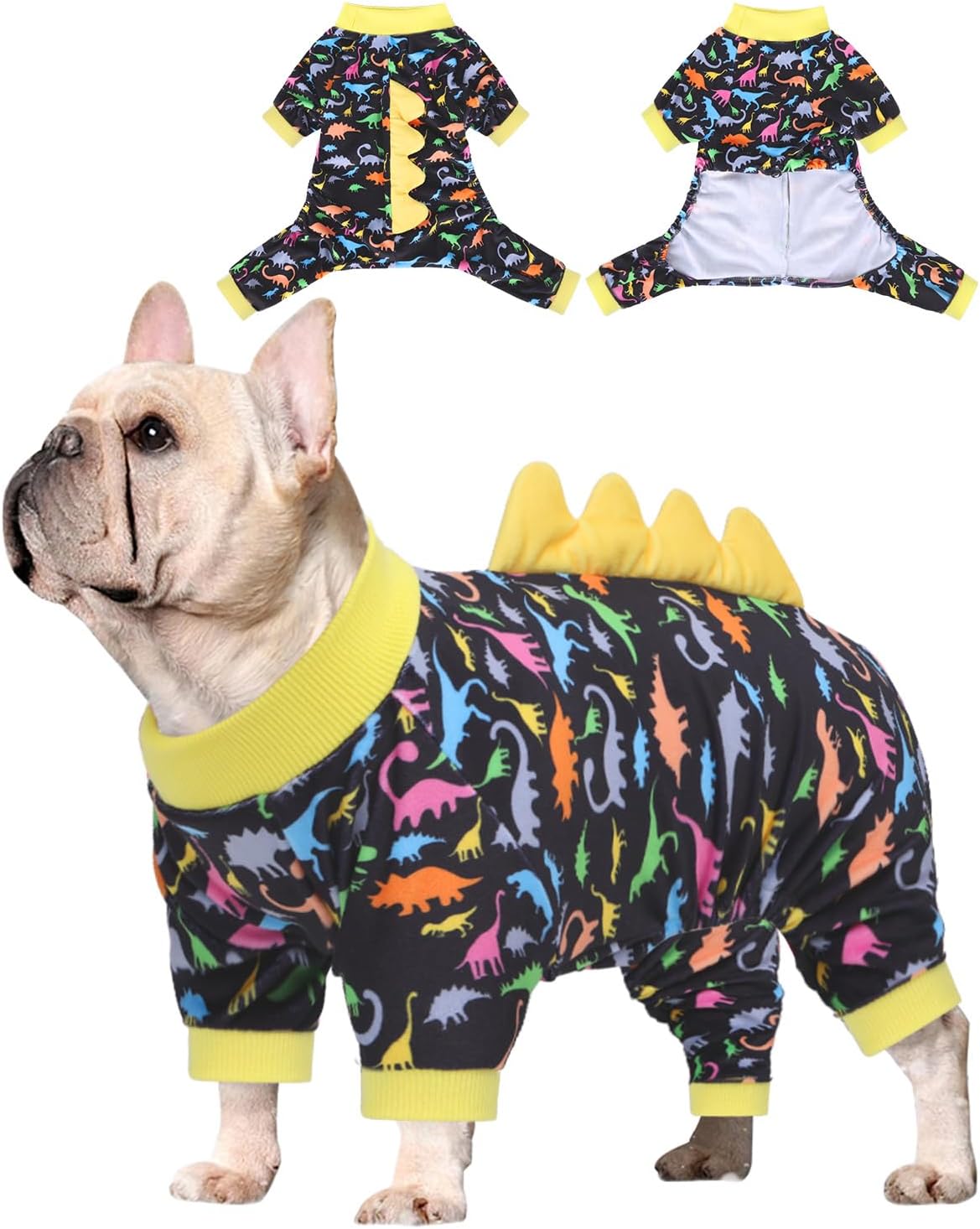CuteBone Dinosaur Costume Dog Pajamas, Stretchy Spandex Crystal Velvet Sleepwear Coat for Small