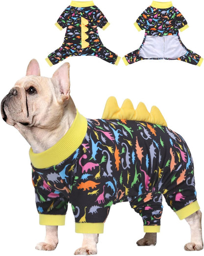 CuteBone Dinosaur Costume Dog Pajamas, Stretchy Spandex Crystal Velvet Sleepwear Coat for Small