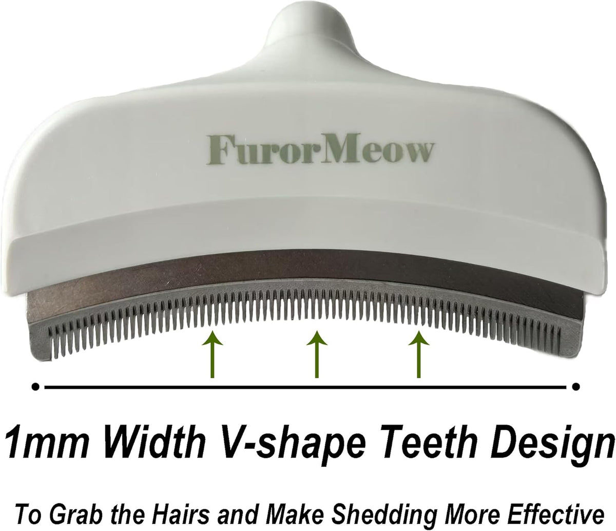 Pet Deshedding Tool with Curve Blade, Cat Grooming Brush, Tight V-shaped Teeth Shedding Comb for