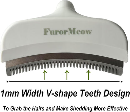 Pet Deshedding Tool with Curve Blade, Cat Grooming Brush, Tight V-shaped Teeth Shedding Comb for