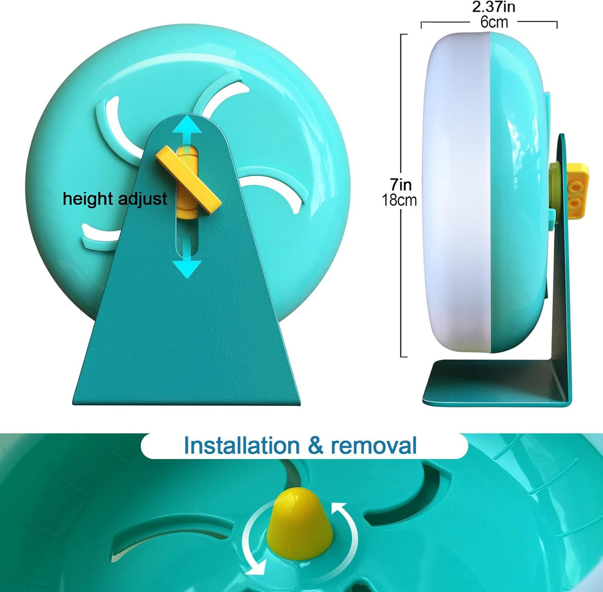 Hamster Silent Wheel, Super-Silent Small Animal Exercise Wheel Accessories, Quiet Hamster Running