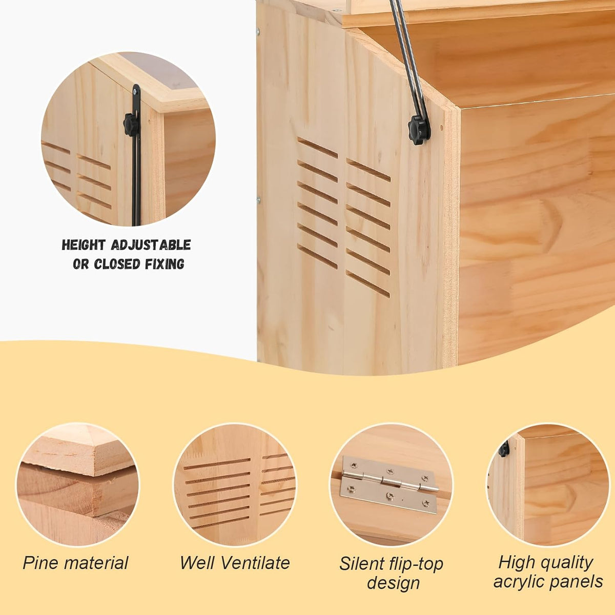 Wooden Hamster Cage,32" Lx16 Wx16 H,Animal Cabinet for Dwarf Syrian Hamsters Degus, Hamster Habitat