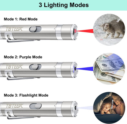 TBTeek Cat Toys, USB Rechargeable Kitten Toy, 3 Light Modes & 5 Adjustable Patterns, Portable