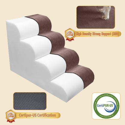 PAWSCART Dog Stairs for Small Dogs and Cats, 4-Step Dog Steps for Bed, 19.6" H Pet Stairs for High