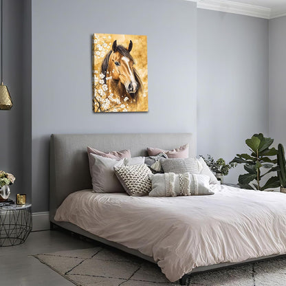 Horse Wall Art Canvas Rustic Horse Wall Decor Prints Framed Painting Farmhouse Flower Pictures