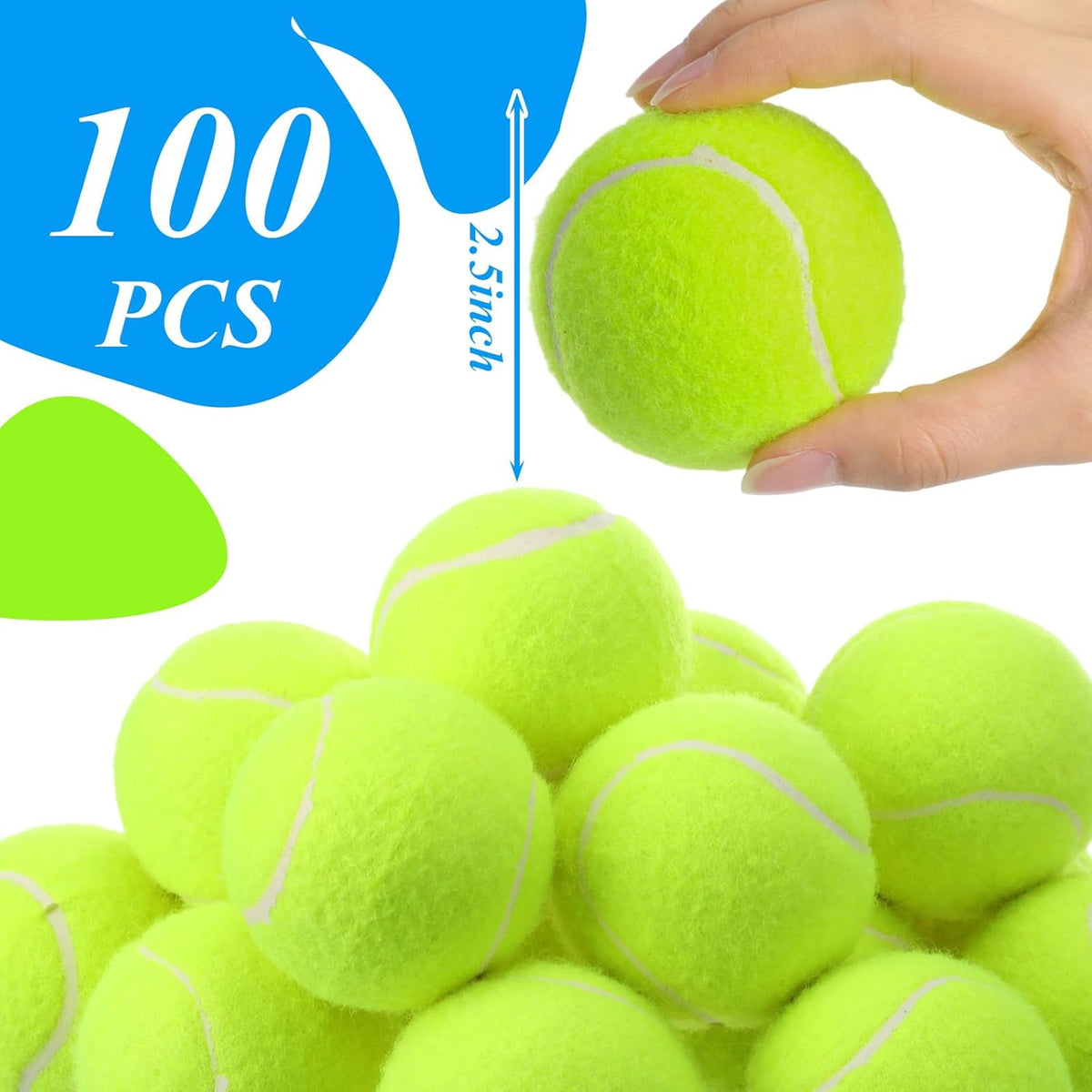 Skylety 100 Pcs 2.5 inch Squeaky Tennis Balls Bulk for Dogs Bouncy Floatable Tennis Balls Dog