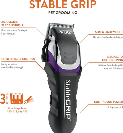 Wahl Pro Animal Stable Grip - Comprehensive Equine Grooming Kit - Light Body Clipping - Trimming