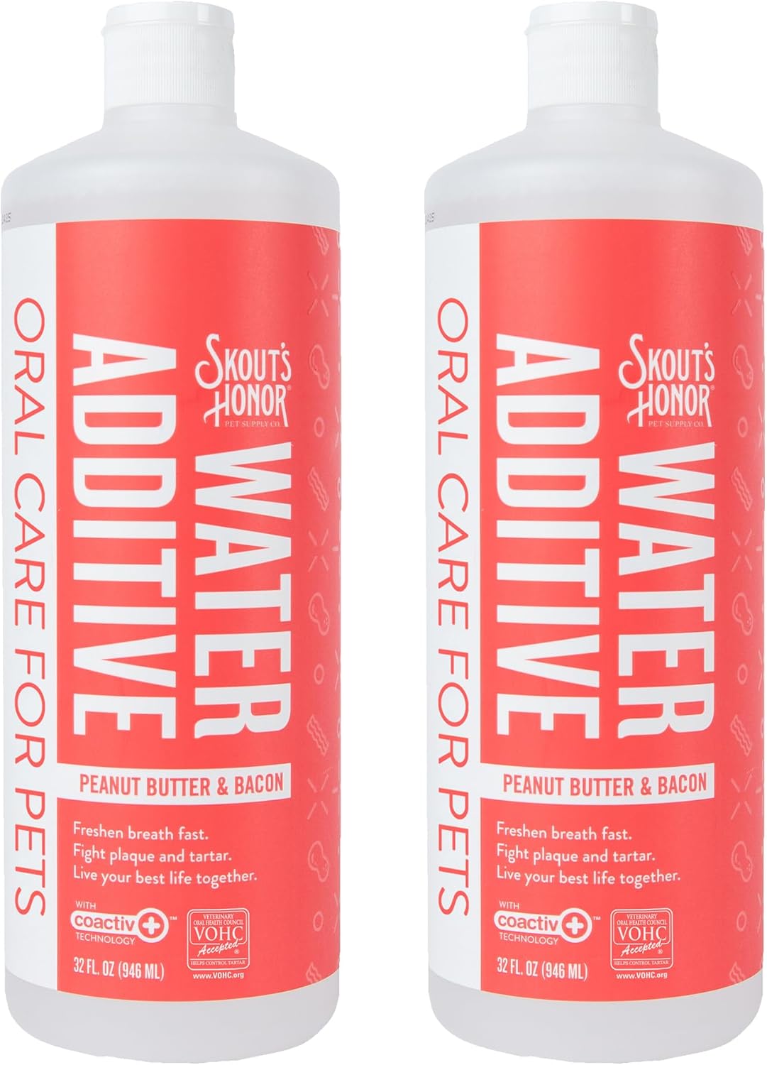 SKOUT'S HONOR Peanut Butter & Bacon Water Additive - VOHC Accepted for Tartar Control, Freshens
