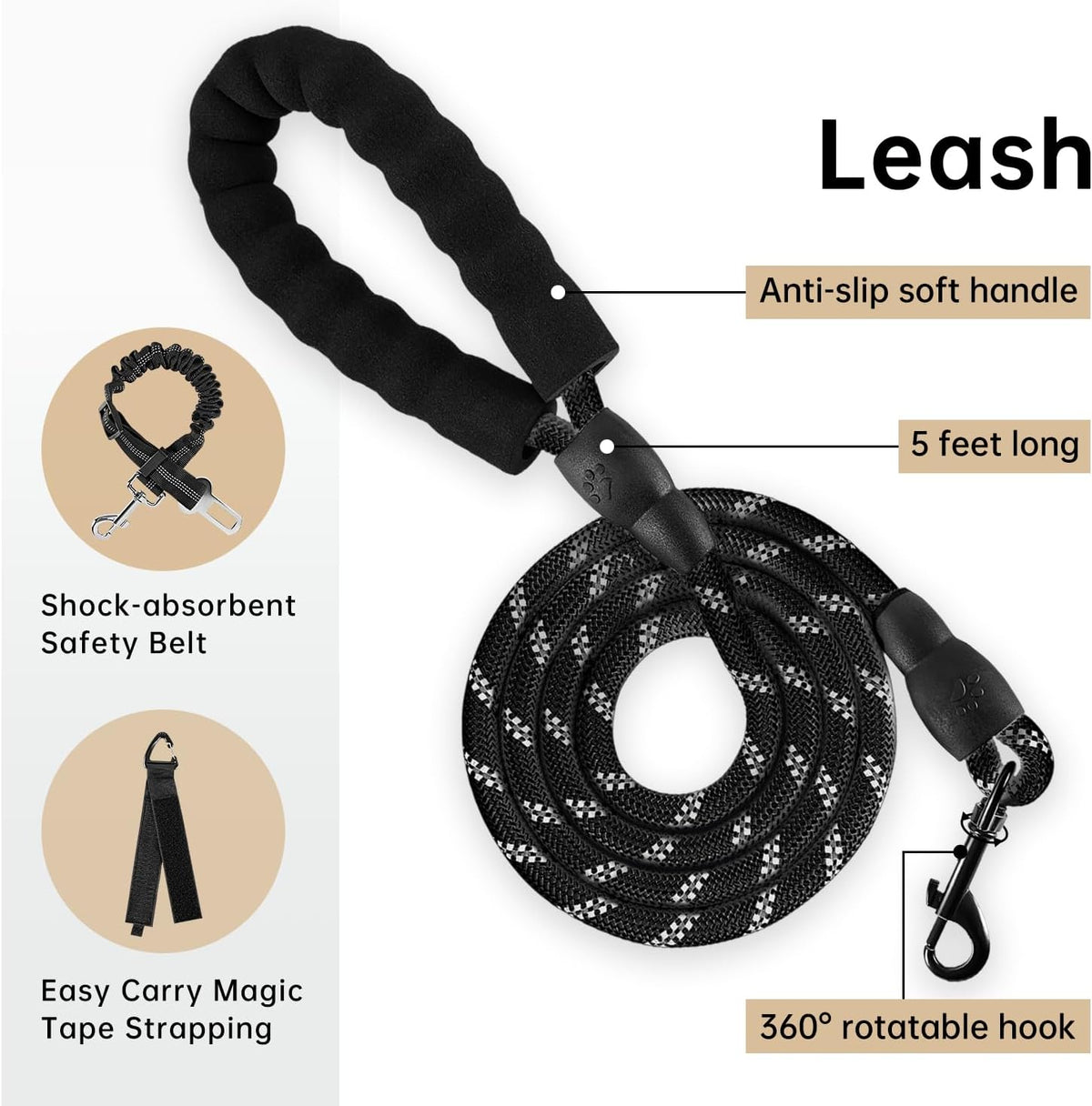 IVY&LANE No Pull Dog Harness with Leash Set, Reflective No Choke Pet Vest,Adjustable Oxford Dog
