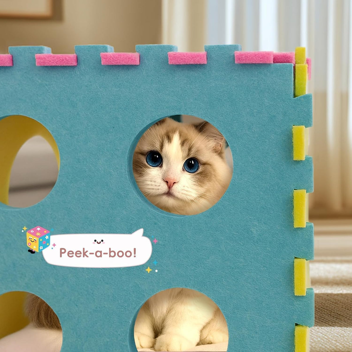 Cat Houses for Indoor Cats, Cute Cat Bed Cave with Soft Pillow, Cat Cube for Multiple Large Cats
