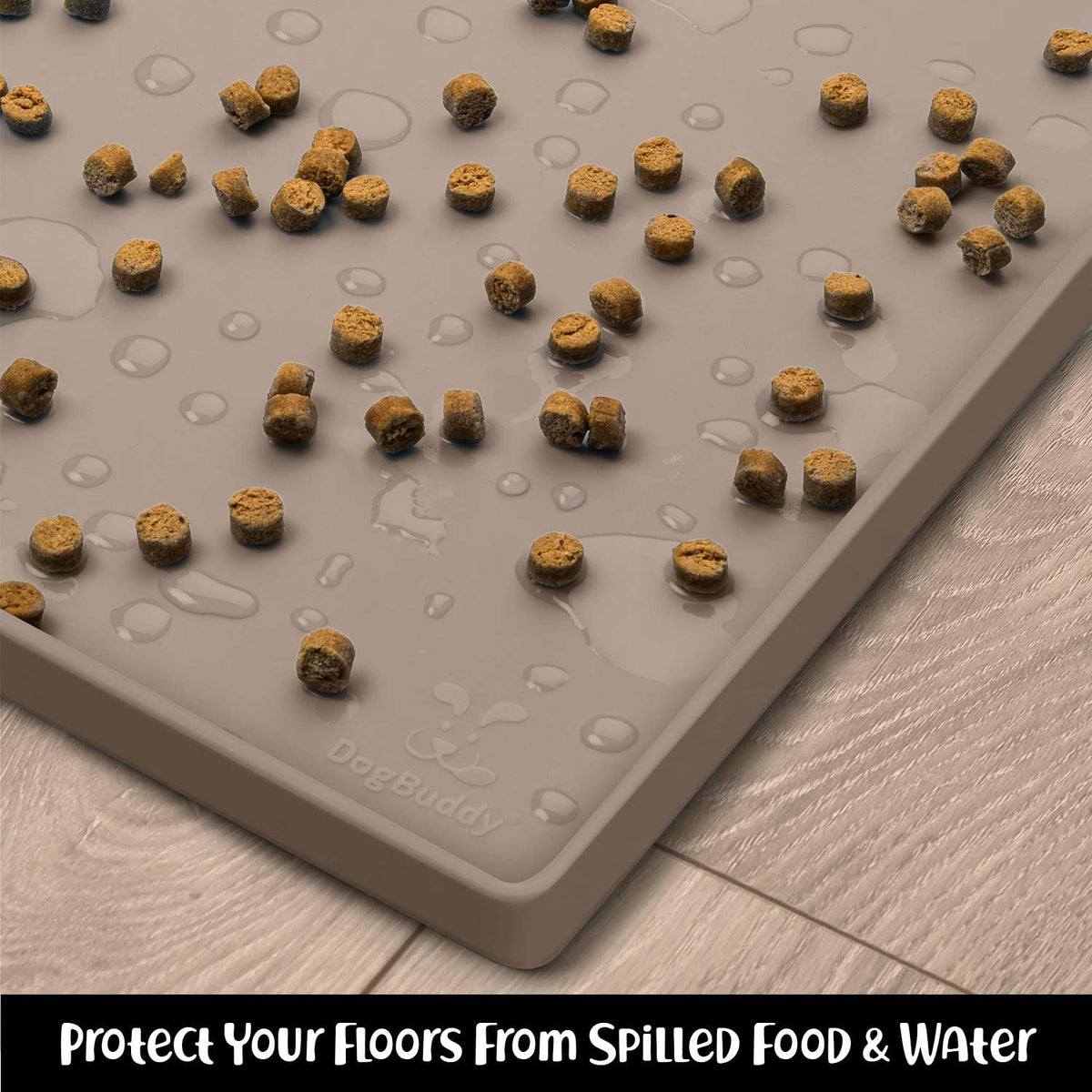 DogBuddy Dog Food Mat – Waterproof Dog Bowl Mat for Food and Water, Silicone Pet Feeding Mats for