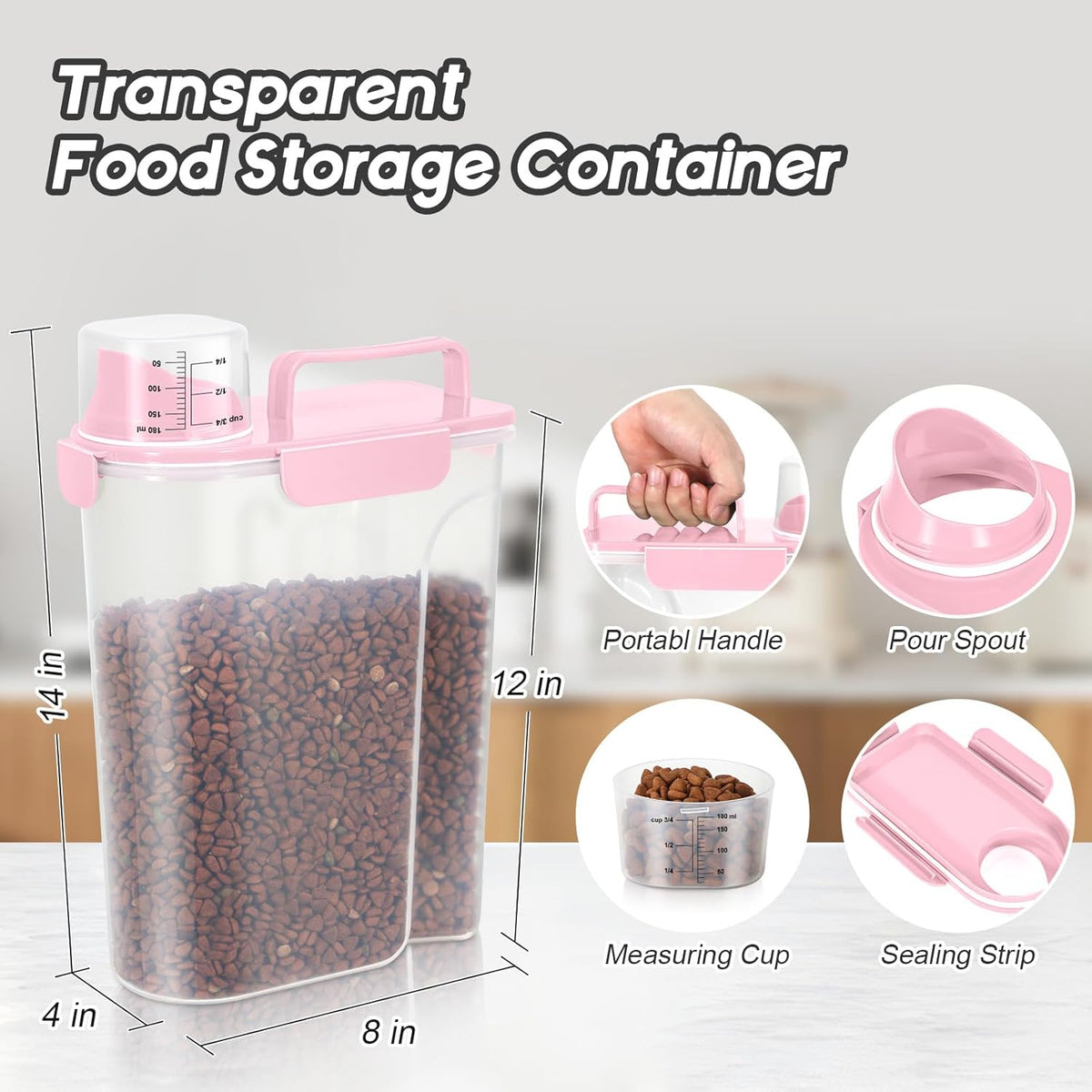 Dog Food Storage Container, Upgraded Large Nozzle BPA-free, 8-12 LBS Plastic Pet Food Storage