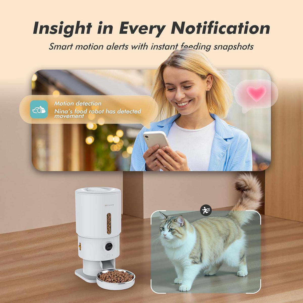 Automatic Cat Feeder with Camera - 5G WiFi Timed Cat Food Dispenser, 1080P HD Video with Night