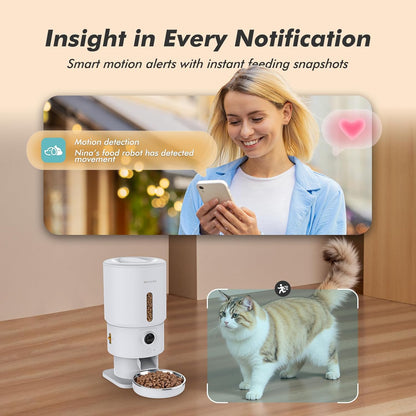 Automatic Cat Feeder with Camera - 5G WiFi Timed Cat Food Dispenser, 1080P HD Video with Night