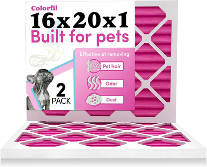 Colorfil 16x20x1 Air Filter (2-Pack) | Made in the USA | Color Changing | Remove Cat and Dog Odor |