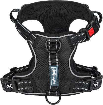 PoyPet No Pull Dog Harness, No Choke Front Clip Reflective Dog Vest with Soft Padded Vertical