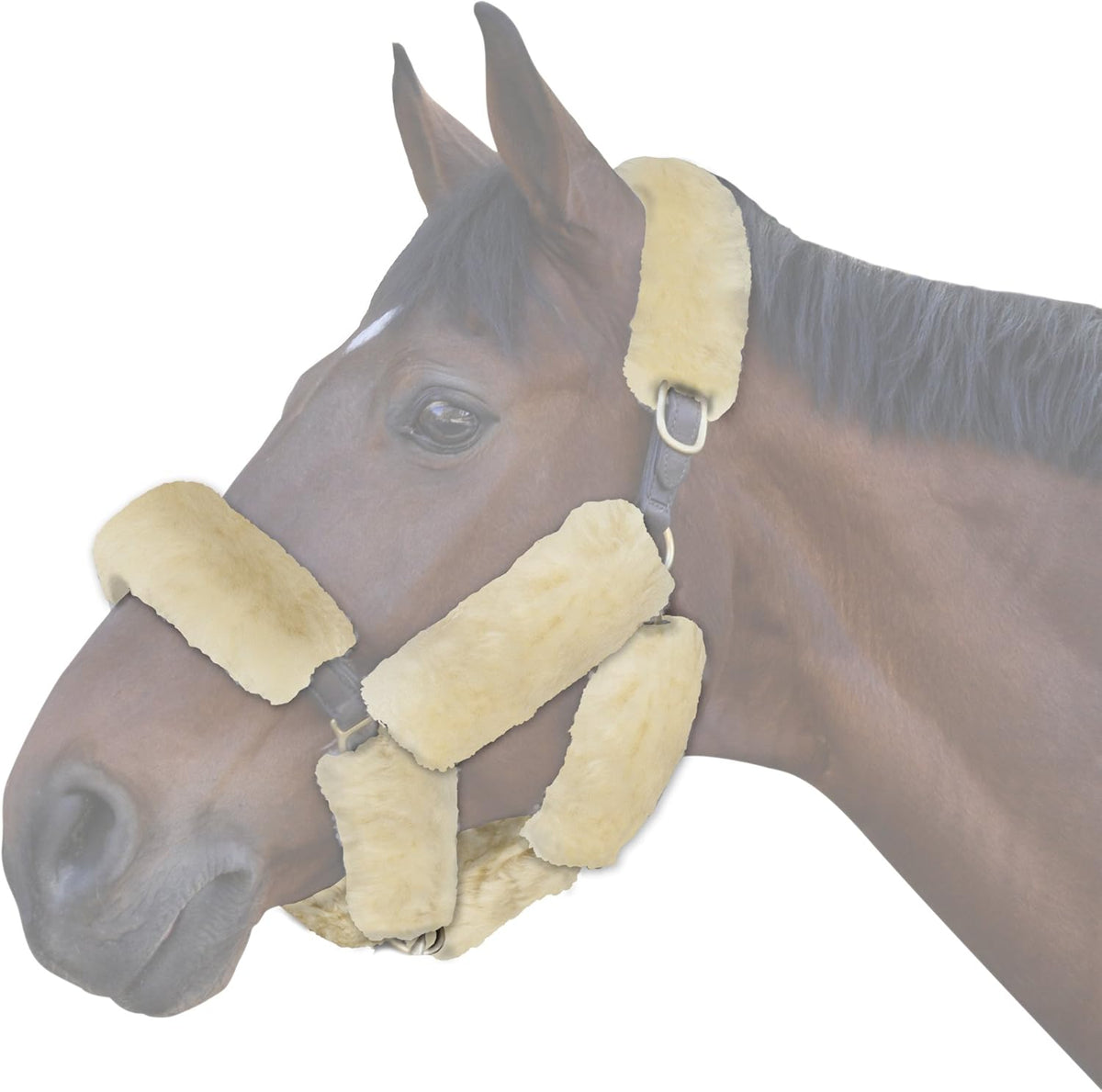 ECP Equine Comfort Products Merino Sheepskin Halter Fleece Set for Horses, 100% Natural Wool, Chafe