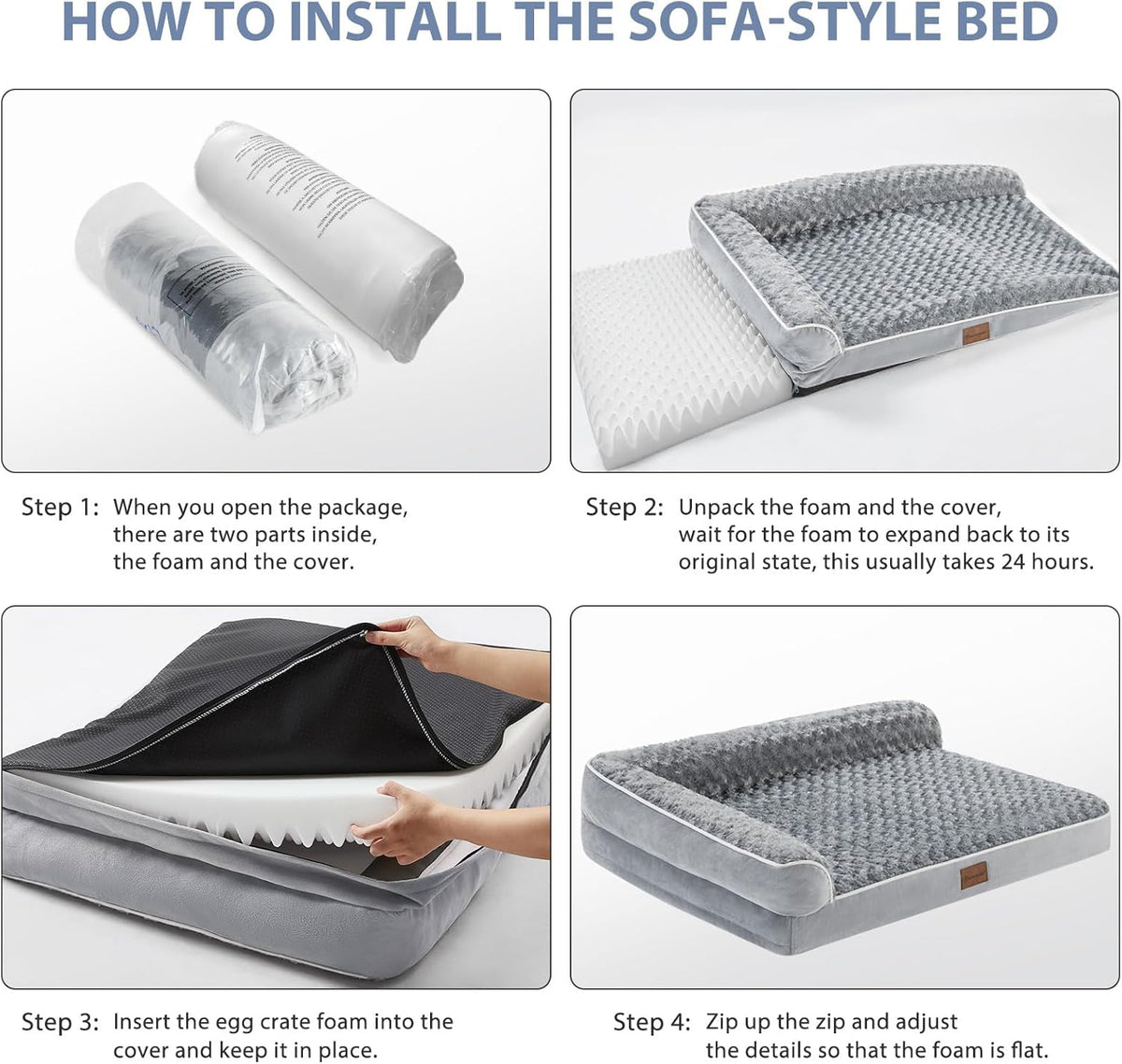 BFPETHOME Orthopedic Dog Bed for Extra Large Dogs-Big Waterproof Sofa Dog Bed with Removable