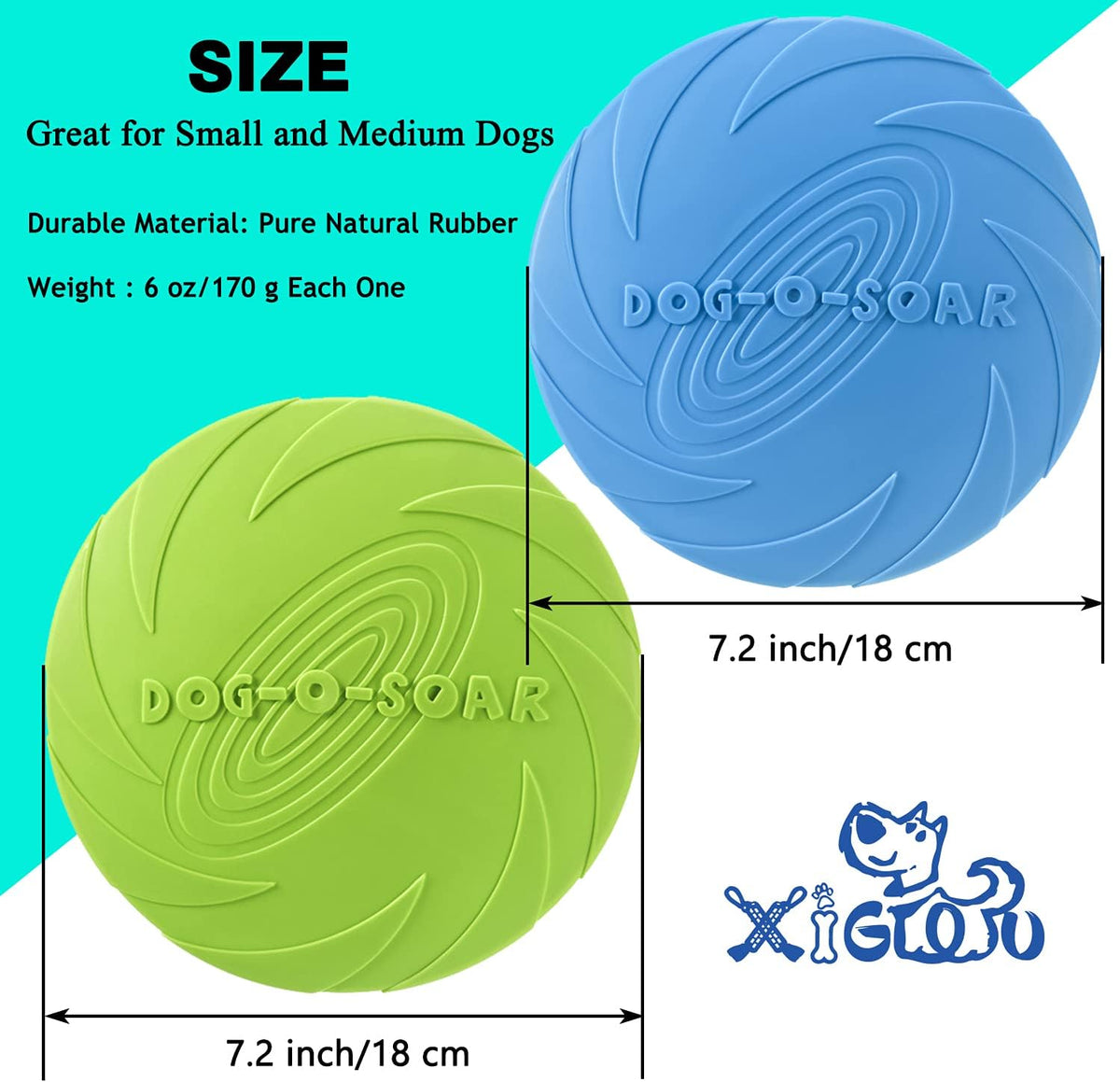 Dog Flying Disc, 2 Pack Dog Flyer Toys, Soft Rubber Interactive Lightweight Flying Disc Dog Toy for
