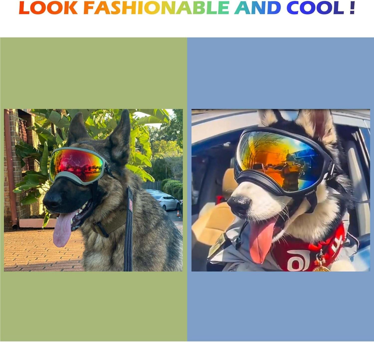 Medium Dog Sunglasses with Adjustable Strap UV Protection, Winproof Dog Puppy Sunglasses, Suitable
