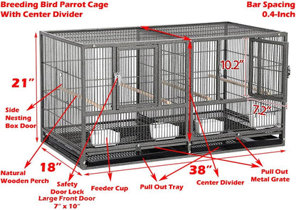 Combo Stacker Center Divided Breeder Breeding Bird Flight Double Rolling Cage for Aviaries Canaries