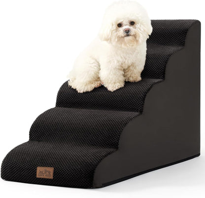Dog Stairs for High Bed 22.6" H, Small Dog Step for Puppy, Older or Cat, Curved Ramp for Car