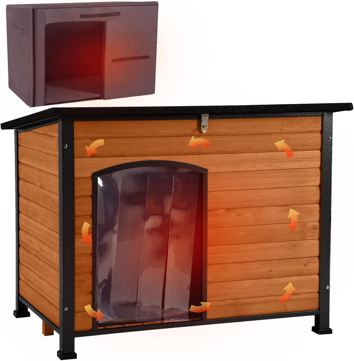 Aivituvin Dog House Outdoor & Indoor Dog Kennel with Insulated Liner for Winter Waterproof Large
