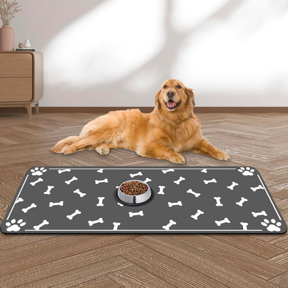 Large Pet Feeding Mat, Absorbent Quick Dry Dog Mat for Food and Water Bowl, Non Skid Cat Bowl Mat