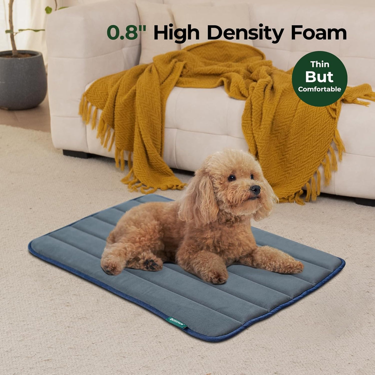 BALANCE Dog Crate Pad, Dog Foam Crate Mat Kennel Pad, Washable Water-Resistant Pet Bed Flat Dogs