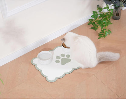 Ralxion Scalloped Dog Feeding Mat, Absorbent Mats for Dog Food and Water Bowl, Dispenser, Cute