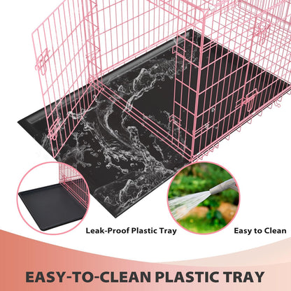 BestPet | Dog Crate | 24" | Pink | Foldable Metal Kennel with Double Doors, Secure Slide-Bolt