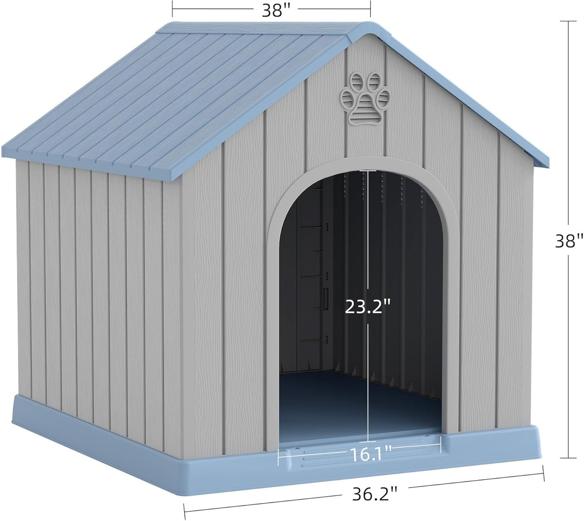 Large Dog House Outdoor Indoor for Medium Large Dogs, Durable Plastic Waterproof Doghouse with Air